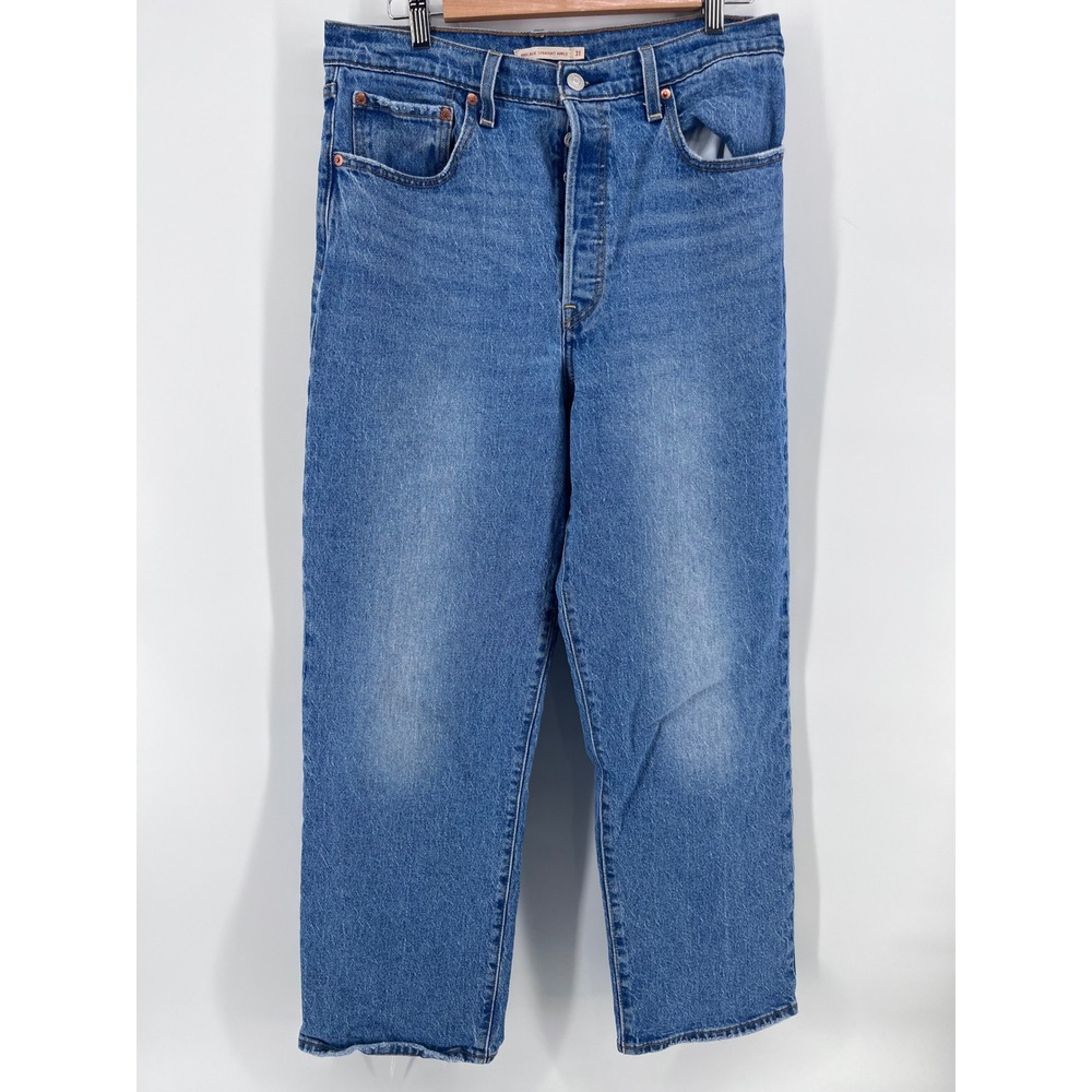 Levis Ribcage Straight Ankle Jeans Womens 31 Medium Wash High Rise Denim